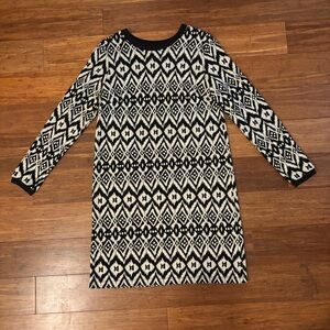 Marks & Spencer Black and Cream Patterned Sweater Dress 10